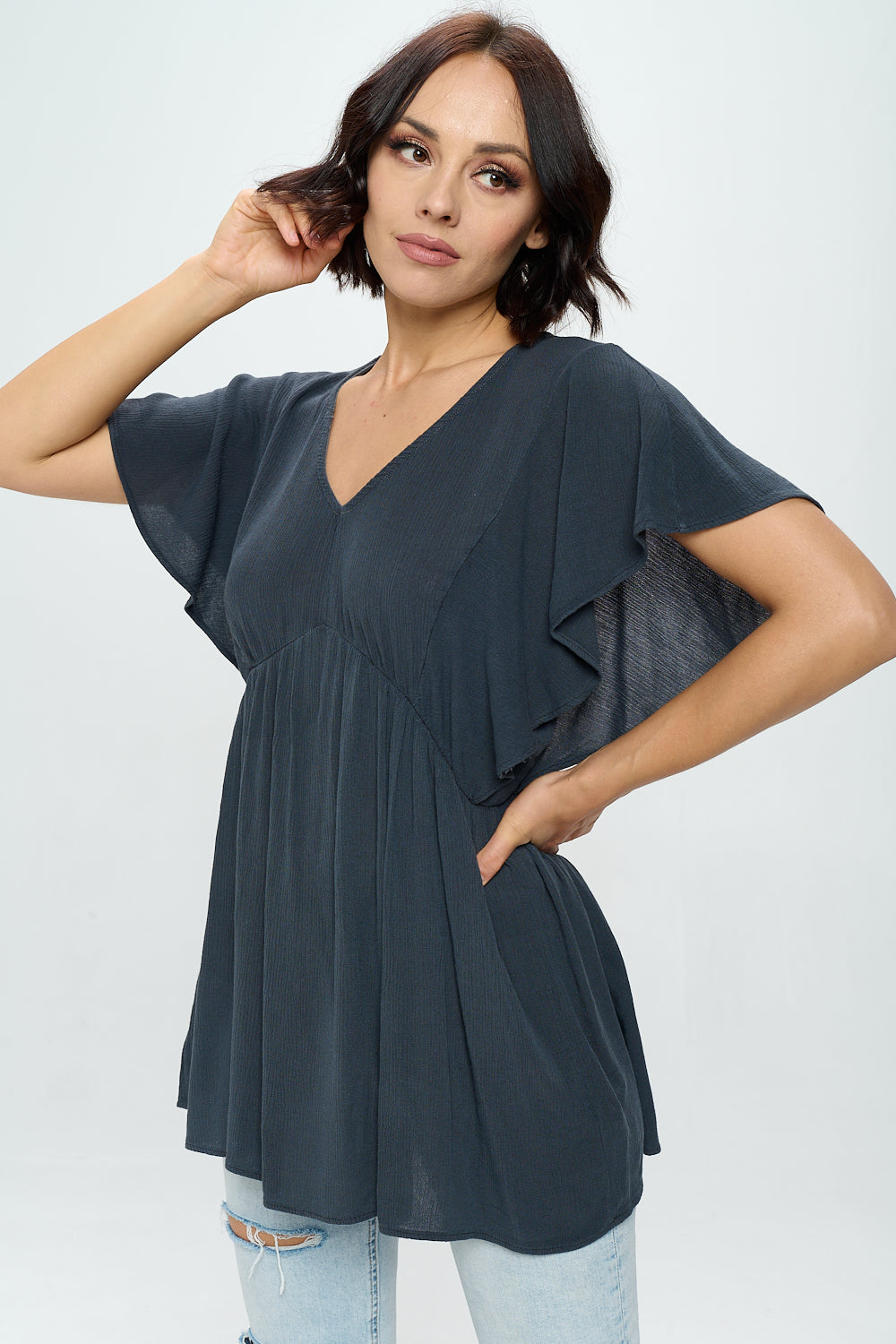 Flowy Short-Sleeve Shirt